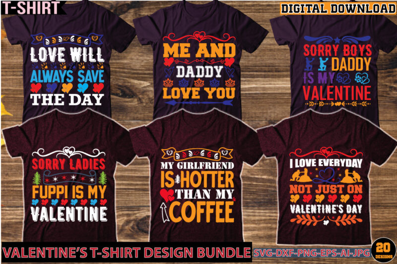 VALENTINE’S T-SHIRT DESIGN BUNDLE