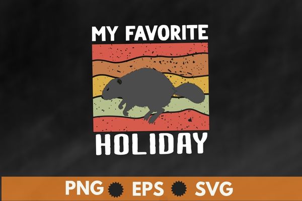 My favorite holiday ground hog sunset gift groundhog day t-shirt design svg, my favorite holiday png, groundhog, sunset gift groundhog day