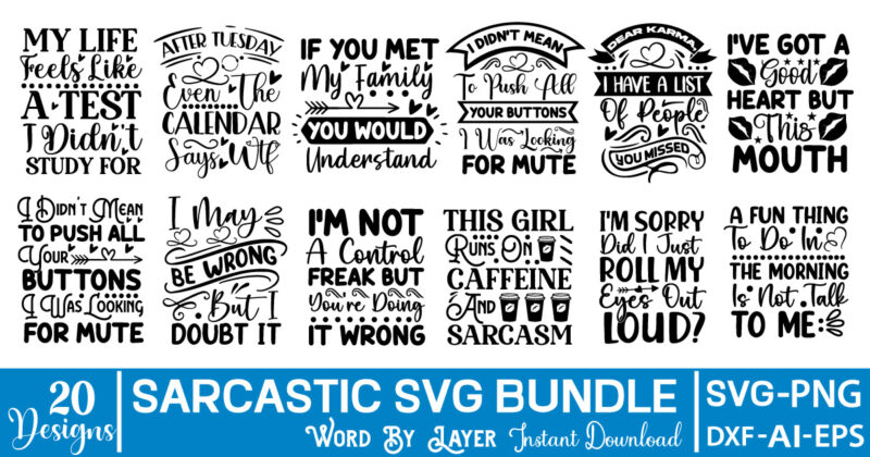 Sarcastic Svg Bundle Sarcastic Bundle SVG, Sarcastic Svg Files, Sarcasm Svg, Funny Svg, Funny Quotes Svg, Cut Files, Silhouette, Cricut, Digital, Sarcasm Svg,Sarcastic Svg Bundle , Sarcastic Svg Files, Funny