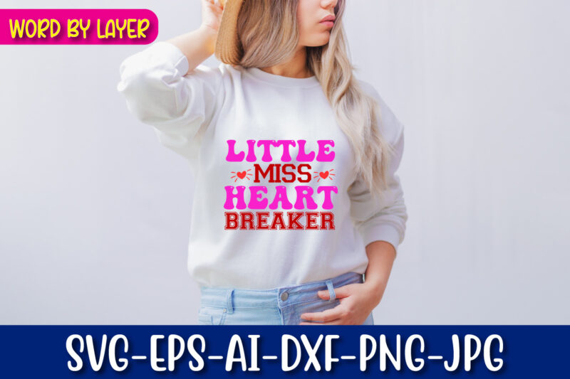 little miss heart breaker vector t-shirt design