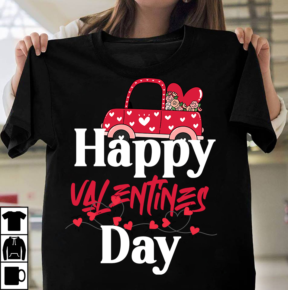 Happy Valentines Day T-Shirt Design , Happy Valentines Day SVG Cut File ...