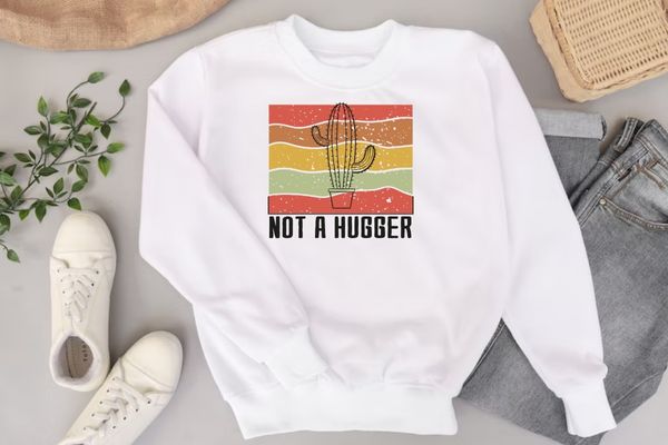 Not a hugger shirt funny vintage cactus sarcastic tee t-shirt design svg, not a hugger shirt png, funny vintage, cactus sarcastic