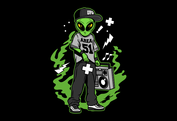 ALIEN AREA 51 CARTOON - Buy t-shirt designs