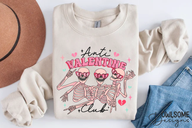 Anti Valentine Club Funny Skeletons PNG