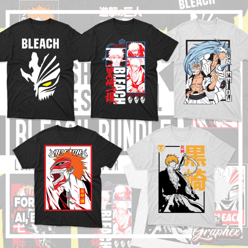 10 Bleach Anime Vectors T-shirt Designs Bundle #1 - Buy t-shirt designs