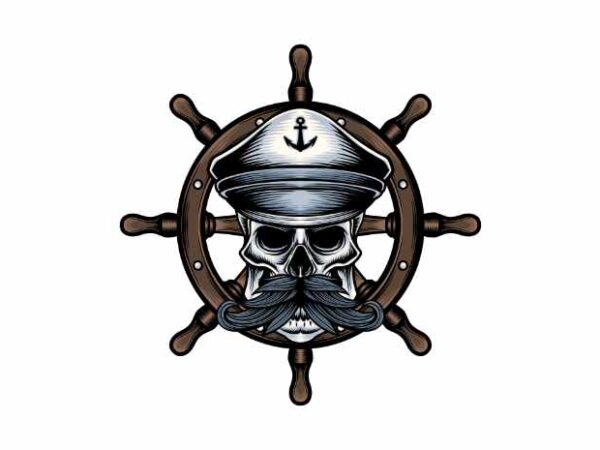 Skull captain t shirt template vector