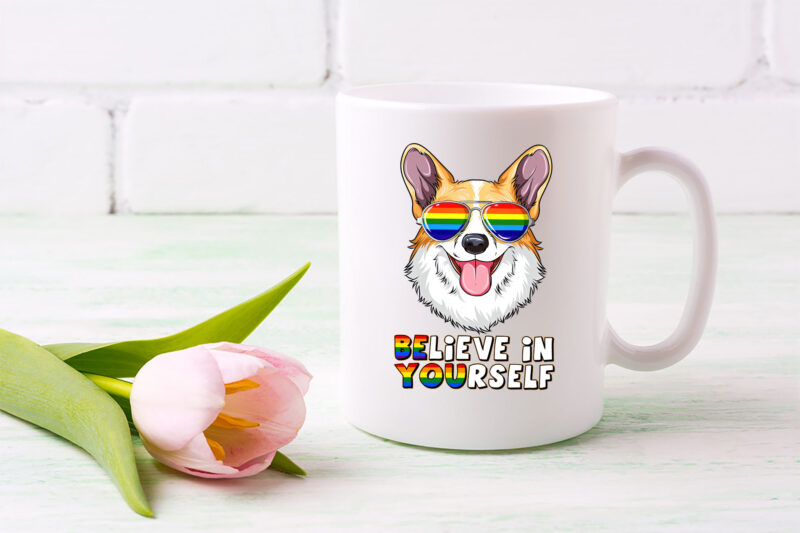 Believe In Yourself LGBTQ Gay Pride Flag Cute Corgi Corgay NL