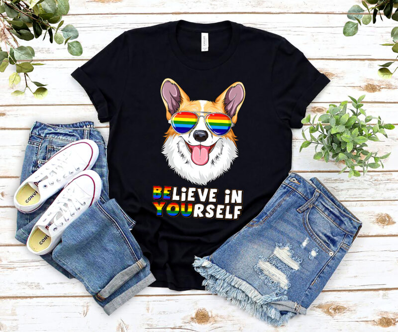 Believe In Yourself LGBTQ Gay Pride Flag Cute Corgi Corgay NL