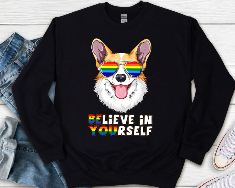 Believe In Yourself LGBTQ Gay Pride Flag Cute Corgi Corgay NL