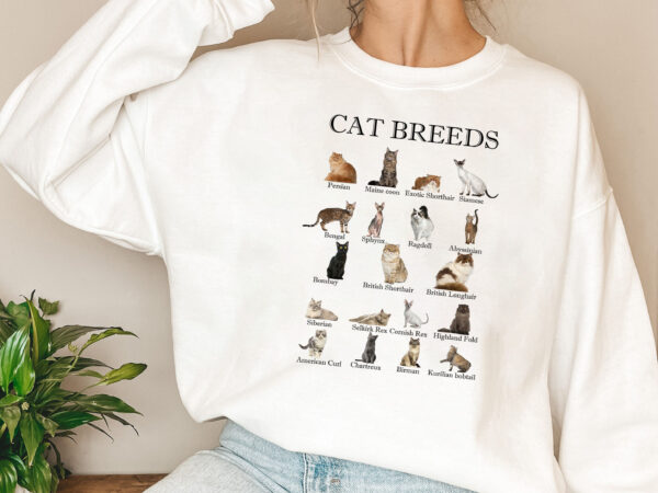 Cat breeds all the different types of cats cat lovers kitty nl t shirt vector file