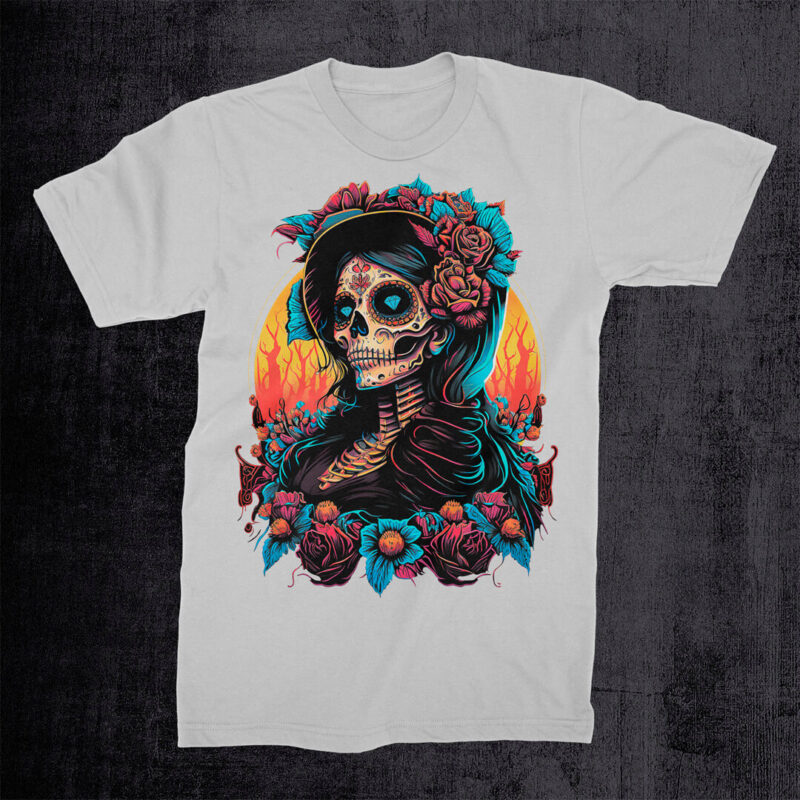 Sugar Skull #1 Mexican Folk Art printed on Women's T shirt