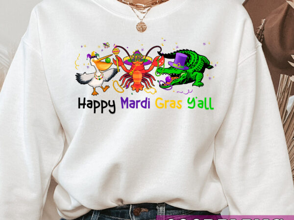 Funny alligator crawfish pelican mardi gras party matching nc t shirt graphic design