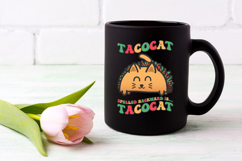 Funny Tacocat Spelled Backward Is Tacocat Cute Retro Groovy NL