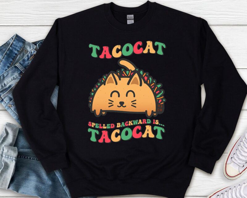 Funny Tacocat Spelled Backward Is Tacocat Cute Retro Groovy NL