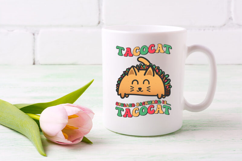 Funny Tacocat Spelled Backward Is Tacocat Cute Retro Groovy NL