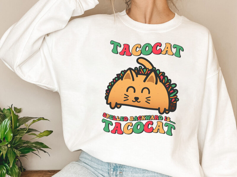 Funny Tacocat Spelled Backward Is Tacocat Cute Retro Groovy NL