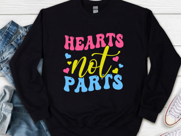Hearts not parts pansexual pride month flag pan lgbtq groovy nl graphic t shirt