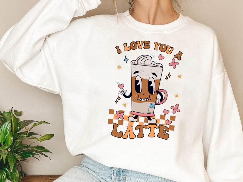 I love You A Latte Funny Cute Retro Groovy Latte Valentnes Day NL