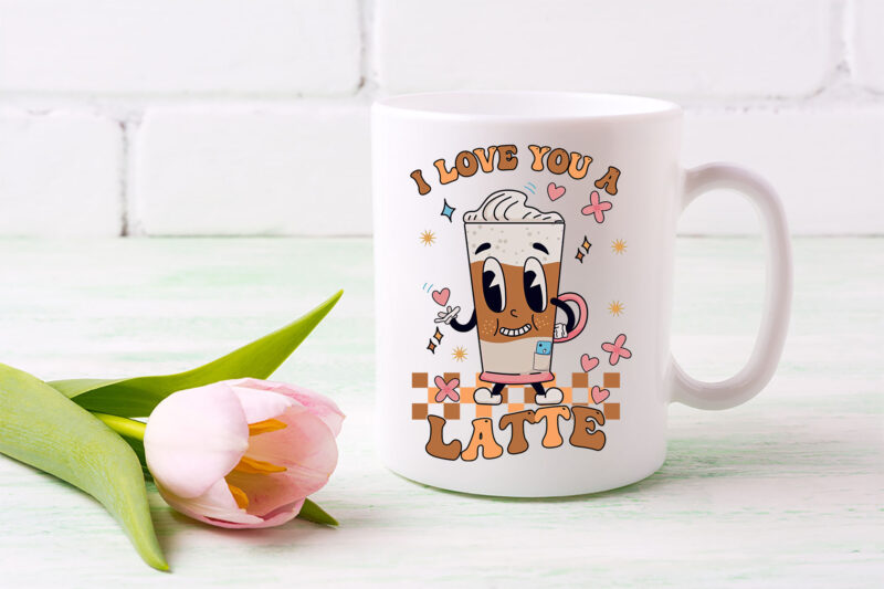 I love You A Latte Funny Cute Retro Groovy Latte Valentnes Day NL