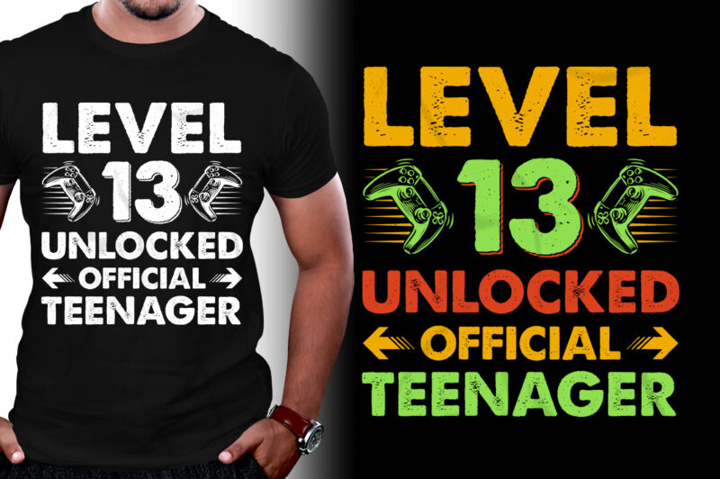 Level 13 Unlocked Official Teenager 13th Birthday Gamer T-Shirt Design