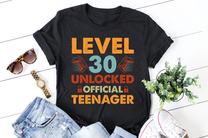 Level 30 Unlocked Official Teenager T-Shirt Design