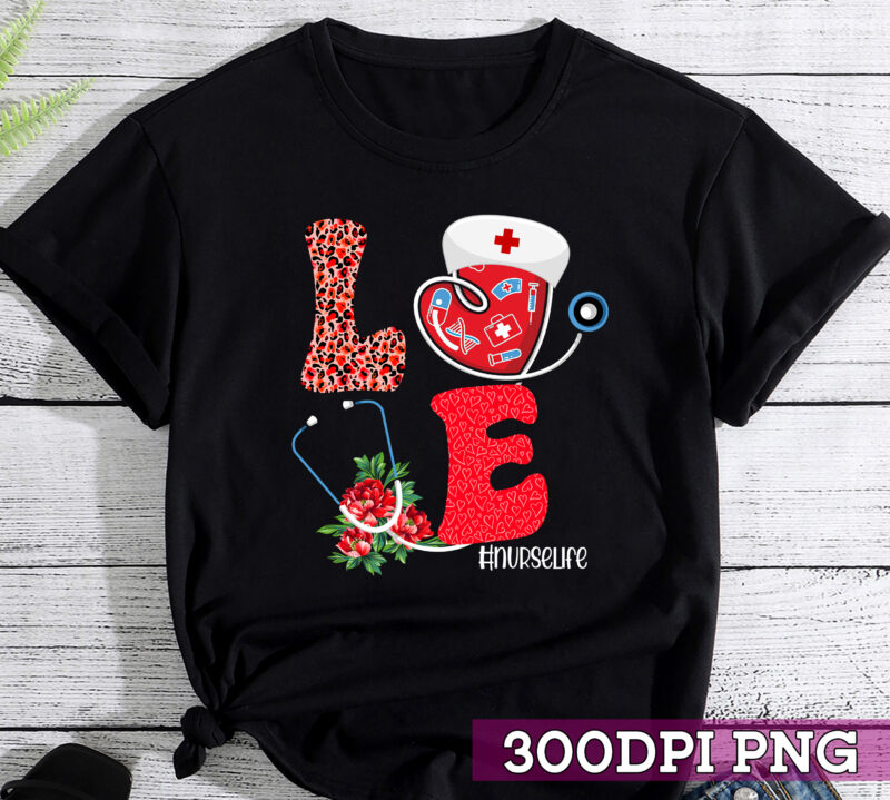 Love Heart Stethoscope Nurse Life Valentine Day 2023 Leopard NC