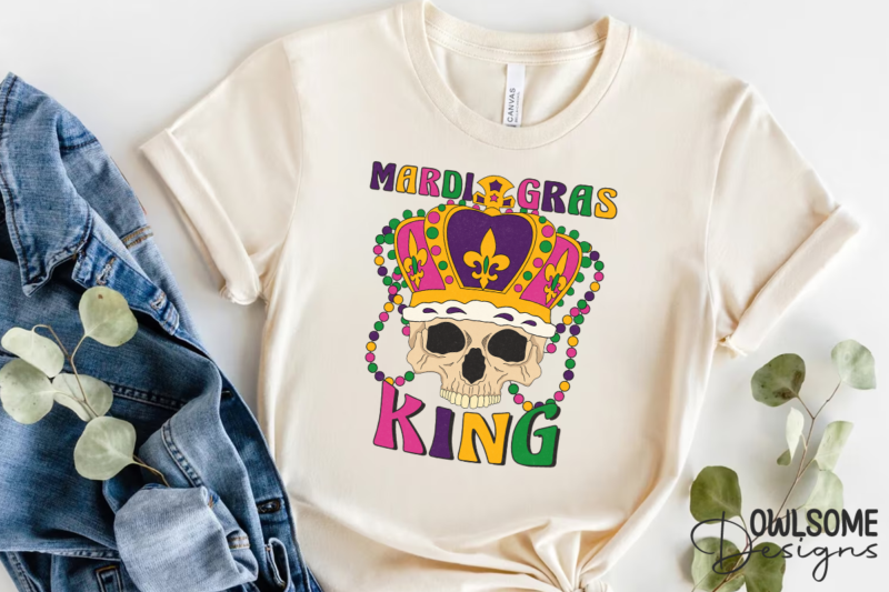 Mardi Gras King Skull PNG Sublimation