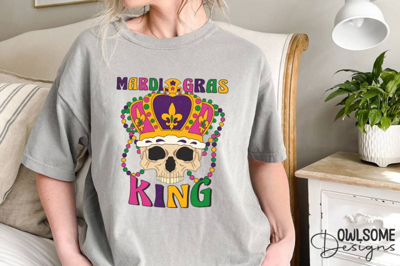 Mardi Gras King Skull PNG Sublimation