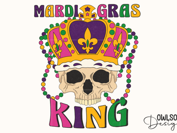 Mardi gras king skull png sublimation t shirt designs for sale