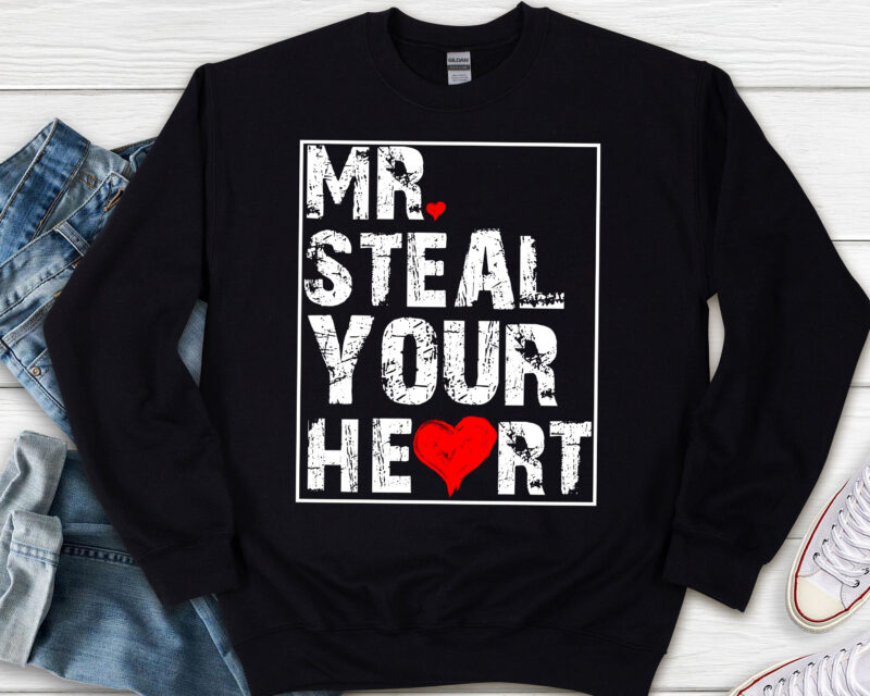 Mr Steal Your Heart Valentines Day Funny V-Day Boys Kids NL