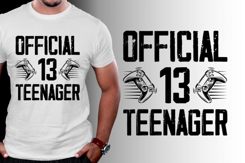 Official 13 Teenager Birthday Gamer T-Shirt Design