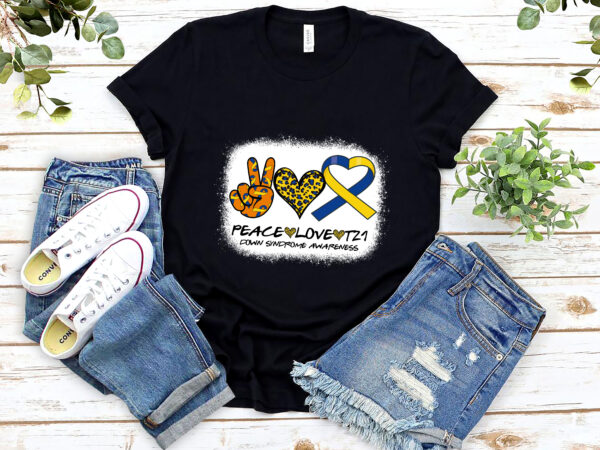 Peace love cure blue _ yellow ribbon down syndrome awareness nl t shirt illustration