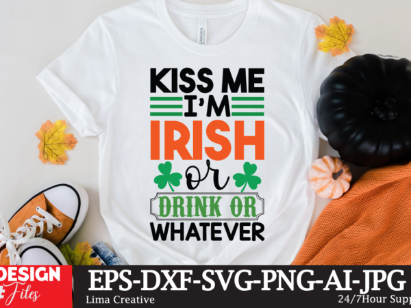 Kiss me i’m irish or drink or whatever t-shirt design,.studio files, 100 patrick day vector t-shirt designs bundle, baby mardi gras number design svg, buy patrick day t-shirt designs for