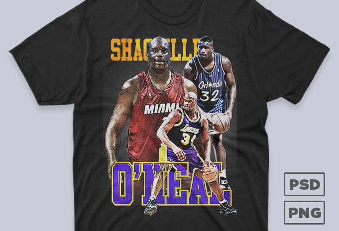 Shaquille O'neal Basketball Bootleg Streetwear T-shirt Design - Buy t ...