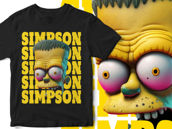 Simpson zombie, 3d simpson zombie character, graphic t-shirt design, 3d design, simpson design