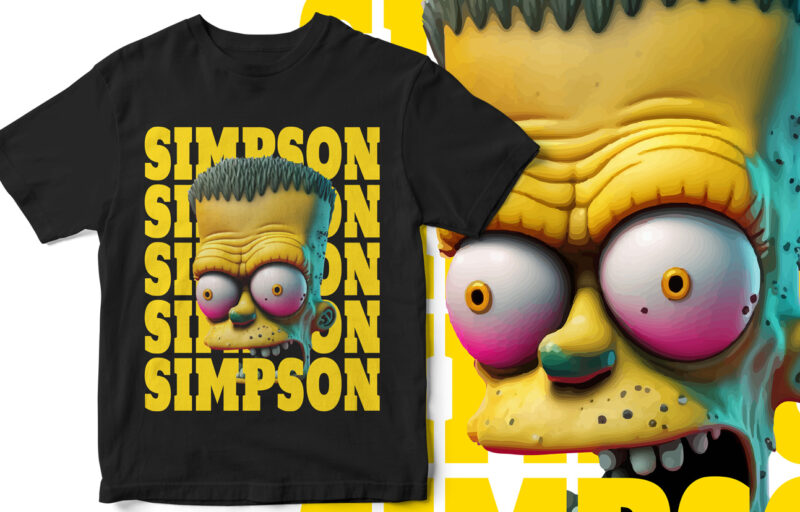 Simpson Zombie, 3d Simpson Zombie Character, Graphic T-Shirt Design, 3d Design, Simpson Design