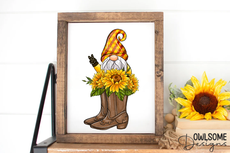 Sunflower Boots Gnome Sublimation