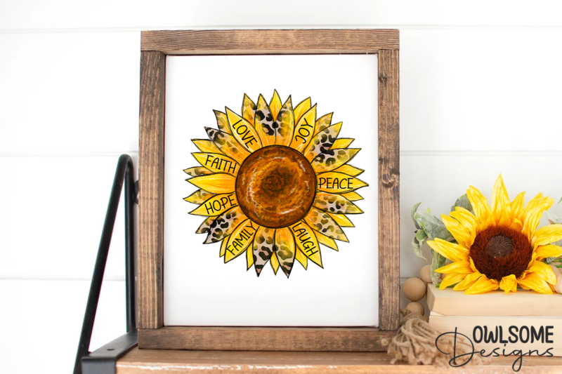 Sunflower Faith Hope Love PNG Sublimation