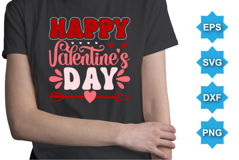 Happy Valentine’s Day, Happy valentine shirt print template, 14 February typography design