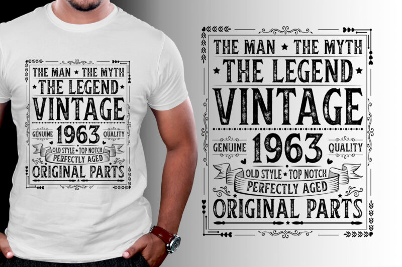 The Man The Myth The Legend Vintage 1963 60th Birthday T-Shirt Design