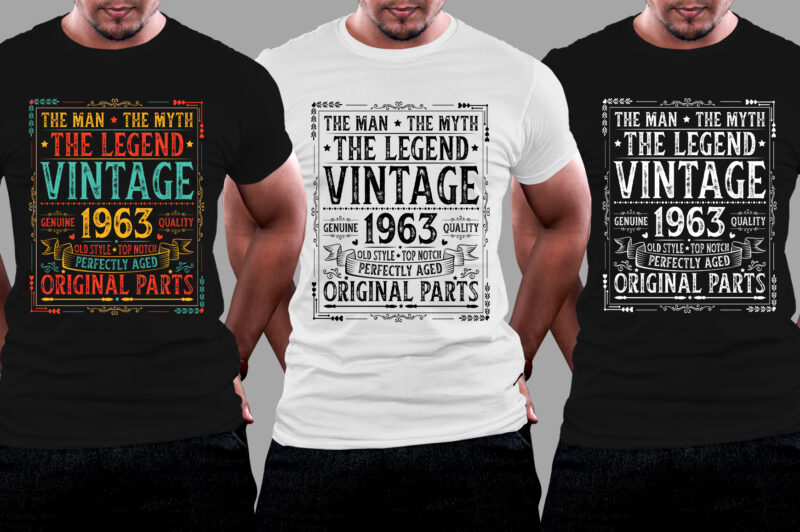 The Man The Myth The Legend Vintage 1963 60th Birthday T-Shirt Design