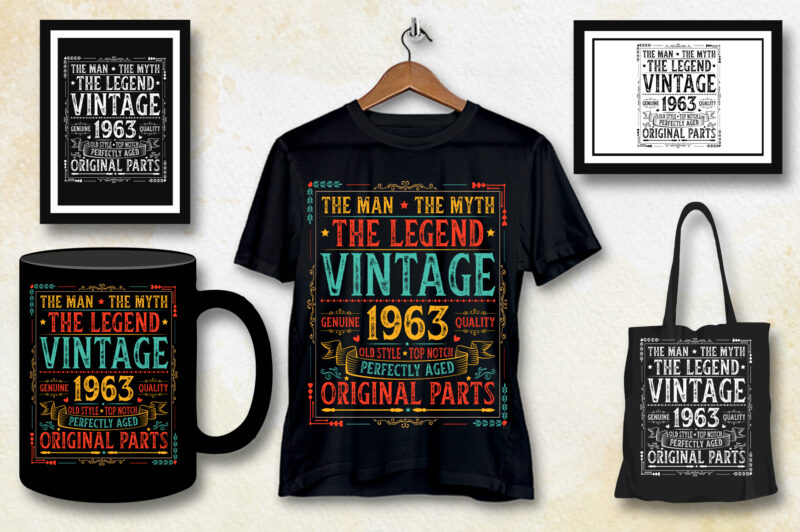 The Man The Myth The Legend Vintage 1963 60th Birthday T-Shirt Design