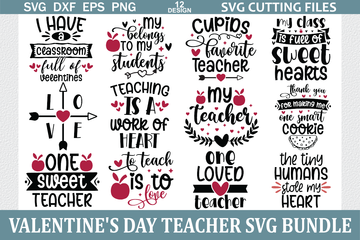 Valentine's Day Teacher SVG Bundle - Buy t-shirt designs