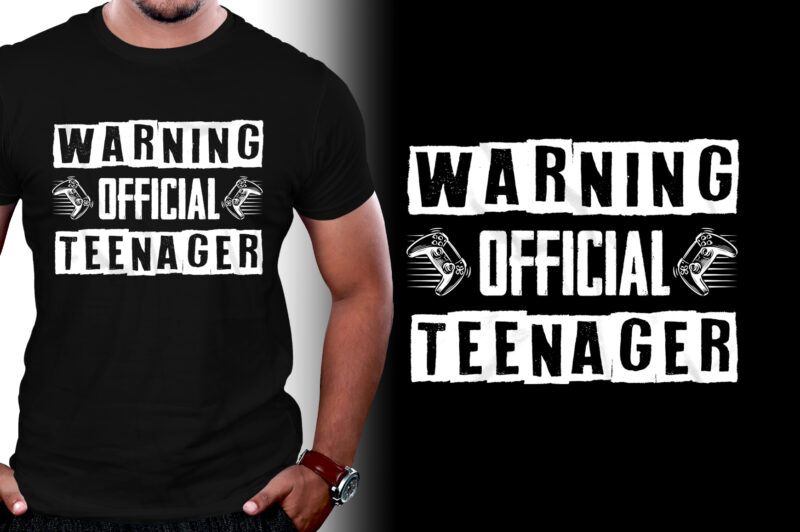 Warning Official Teenager Birthday Gamer T-Shirt Design