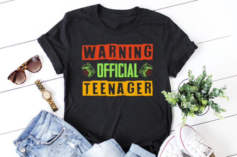 Warning Official Teenager Birthday Gamer T-Shirt Design