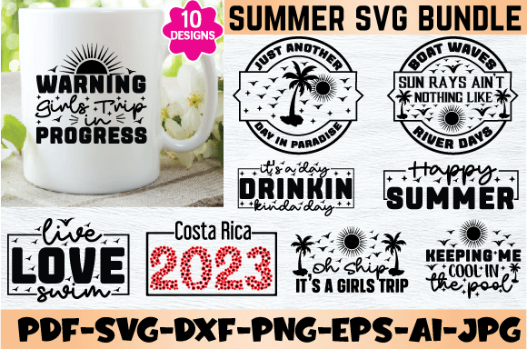 Summer svg bundle t shirt template vector