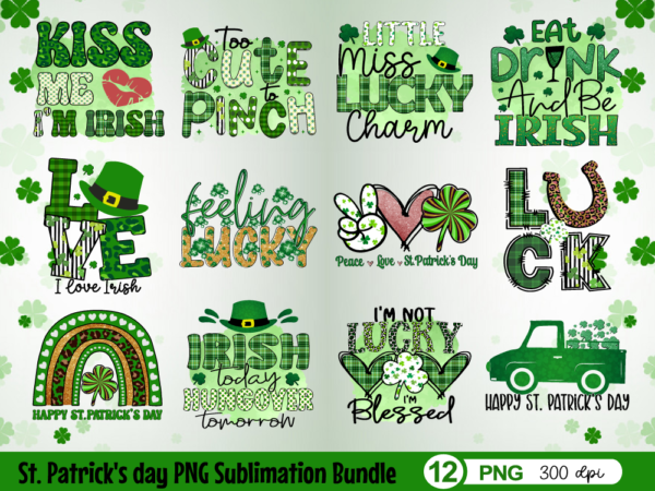 St. patrick’s day png sublimation bundle t shirt template vector