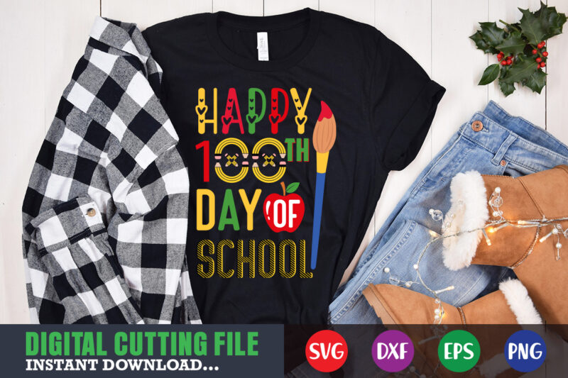 Happy 100th day of school svg 100 hearts svg, loving school svg, 100th day of school svg, silhouette, cricut, cut file t-shirt design