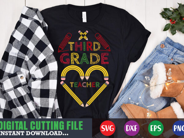 Third grade teacher svg. 100 hearts svg, loving school svg, 100th day of school svg, silhouette, cricut, cut file t-shirt design