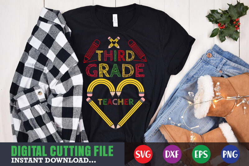 Third grade teacher svg. 100 hearts svg, loving school svg, 100th day of school svg, silhouette, cricut, cut file t-shirt design